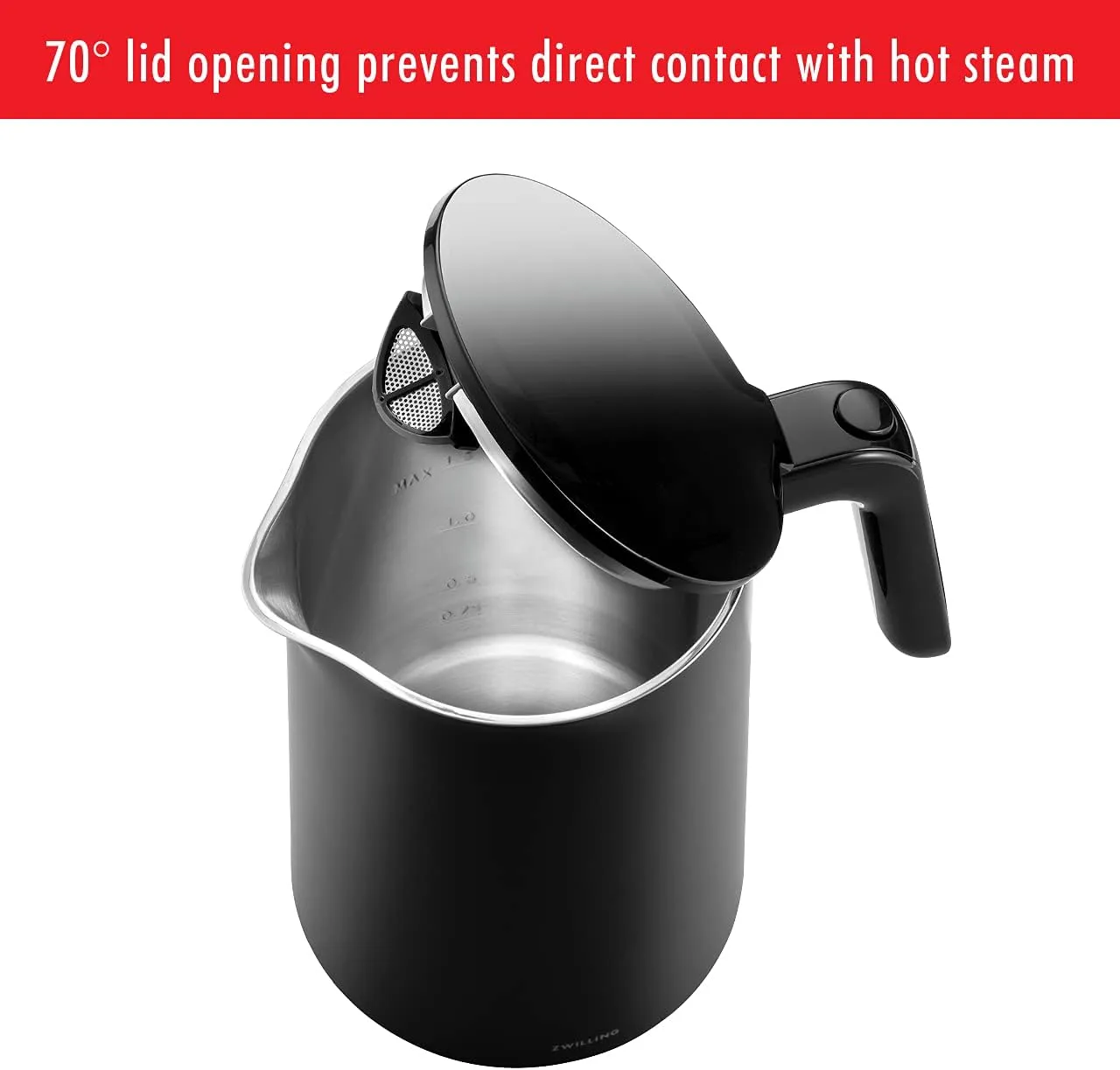 ZWILLING Enfinigy Cool Touch 1.5-Liter Electric Kettle, Cordless Tea Kettle & Hot Water, Black